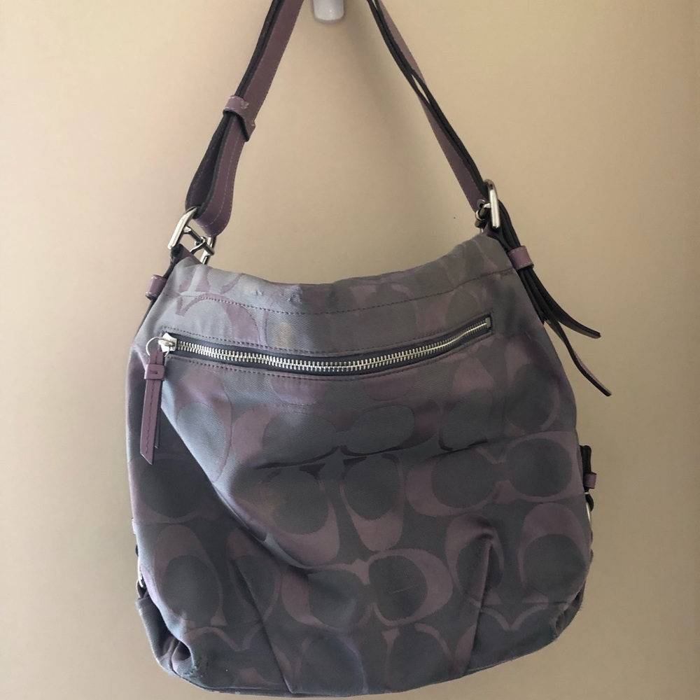 Purple coach Signature Duffle Shoulder Bag